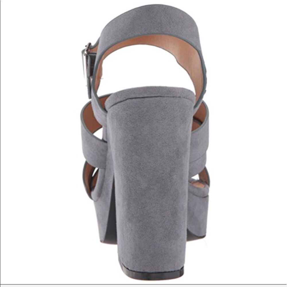 Ash Gray Crisscross Chunky High Heel Platform - Picture 2 of 4